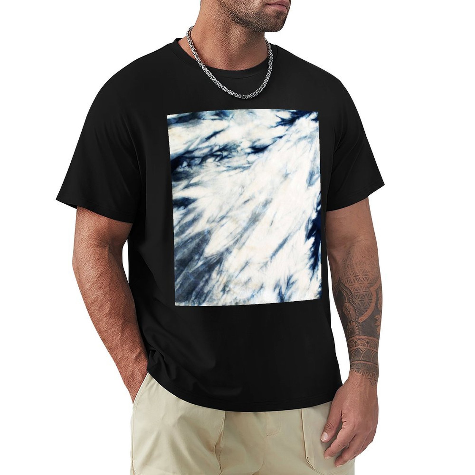 Shibori Tie Dye - Kaos Tie Dye Motif Marmer Indigo