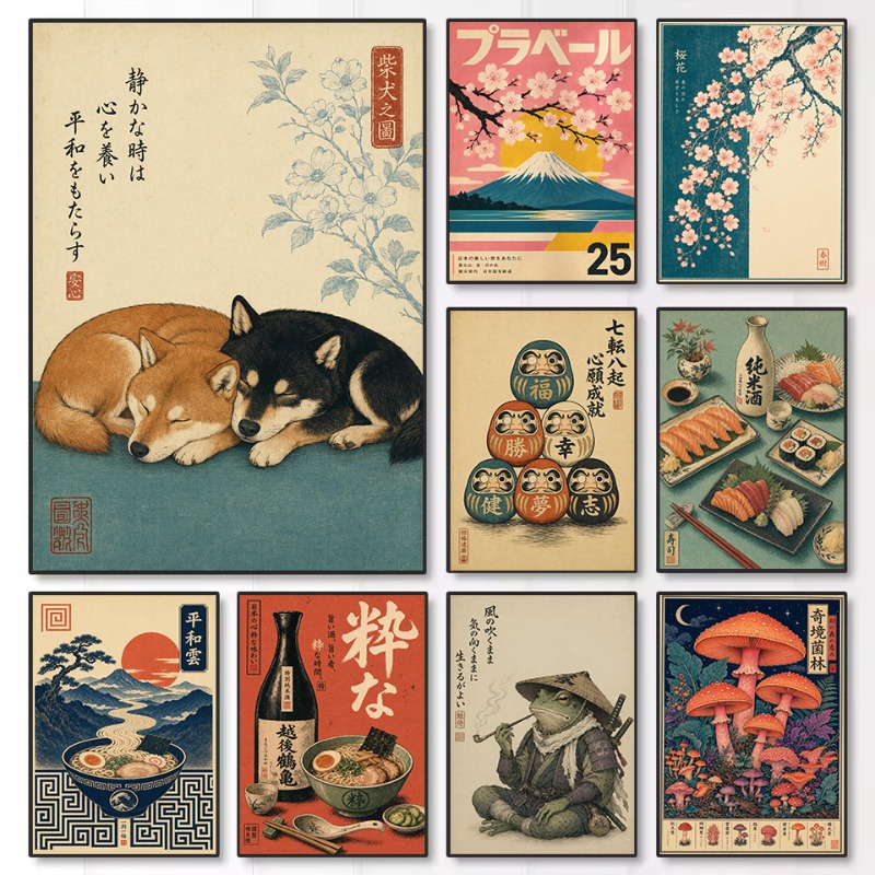 Japanese Culture Lifestyle - Poster Estetika Sushi Sakura Boneka Budaya