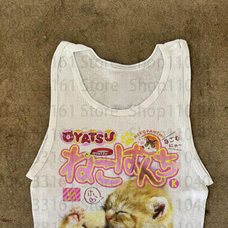 Tank Top Cetak Bergaya Majalah - Japanese Lifestyle Magazines ulasan dan harga