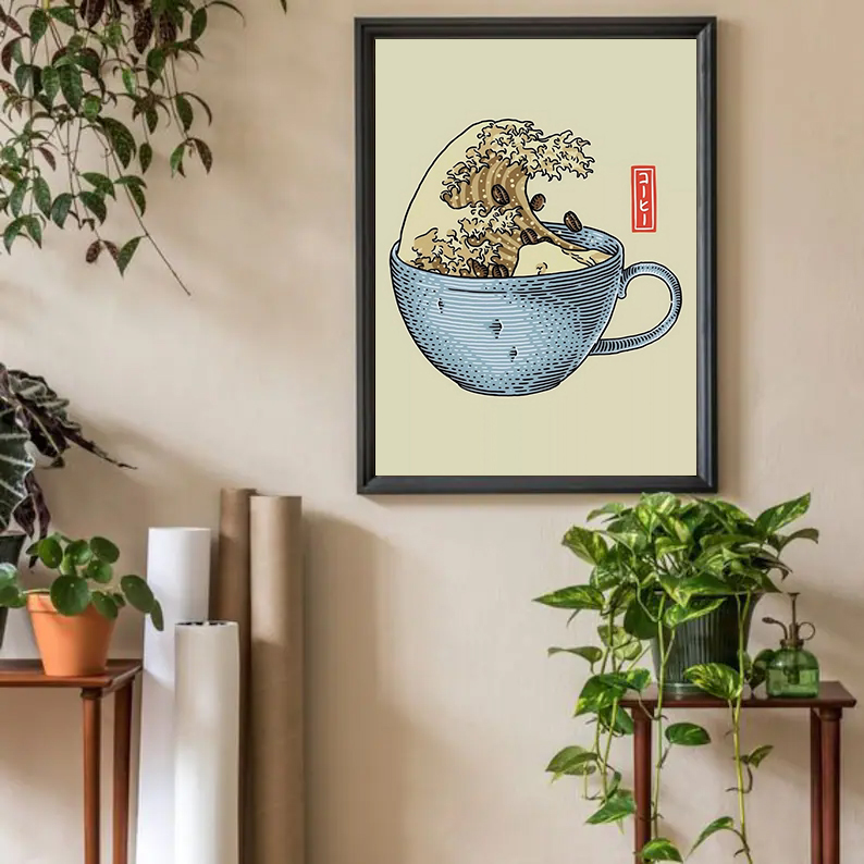 Poster biji kopi gelombang bes - Japanese Lifestyle Shop ulasan dan harga